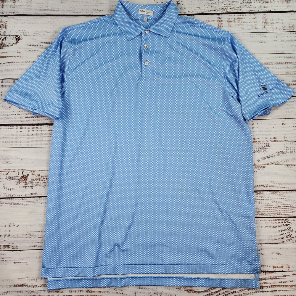 Peter Millar Summer Comfort Polo Shirt Mens XL Blue Geometric Blackstone Golf